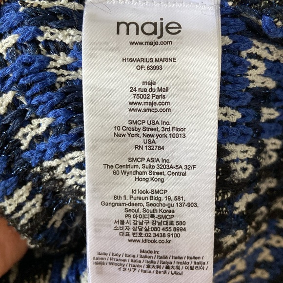 Maje Marius Tweed Fringe Trim Cardigan Blazer / Size 3 (Large) - Picture 3 of 7